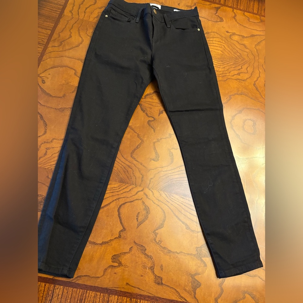 Frame Denim Jet Black Skinny Mid-rise Jeans size 26
